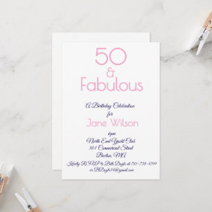 Convite de Aniversário de 50 anos Fabuloso em Rosa