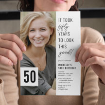 Convite de Aniversário de 50 Anos Fifty Chic Photo