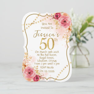 Convite de Aniversário de 50 Anos Floral
