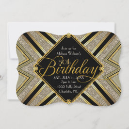 Convite de Aniversário de 50 anos Gatsby Preto e D