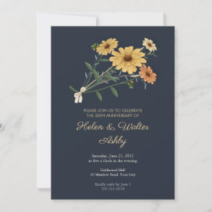 Convite de Aniversário de 50 Anos Golden Calendula