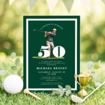 Convite de Aniversário de 50 anos Green Golf