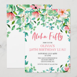 Convite de Aniversário de 50 anos Luau Tropical Al