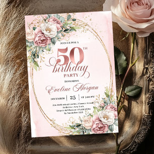 Convite de Aniversário de 50 anos Minimal Elegante