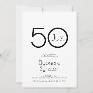 Convite de Aniversário de 50 Anos Minimalista Just