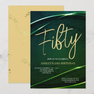 Convite de Aniversário de 50 anos Moderno Dourado
