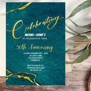 Convite de Aniversário de 50 anos Moderno Verde e 