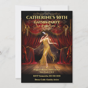Convite de Aniversário de 50 anos Moody Gatsby Ver