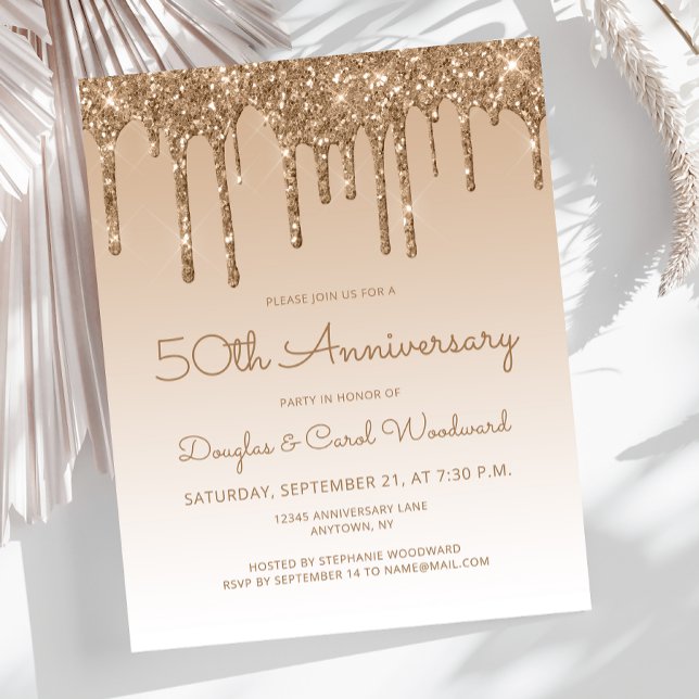 Convite de Aniversário de 50 Anos Orçamento Glitte (Criador carregado)