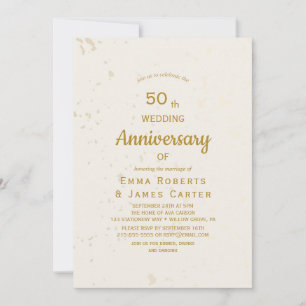 Convite de Aniversário de 50 anos Ouro & Creme