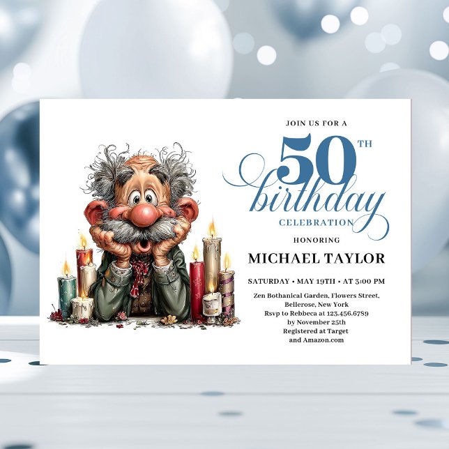 Convite de Aniversário de 50 Anos para Ele com Hum (Epic Humor For Him 50th Birthday Bash Invitation)