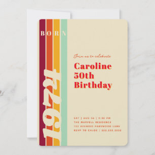 Convite de Aniversário de 50 anos Retro Fabuloso