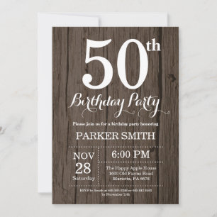 Convite de Aniversário de 50 anos Rústico