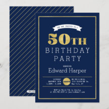 Convite de Aniversário de 50 anos Simple Modern Go