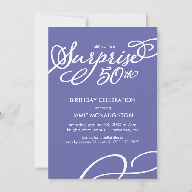 Convite de Aniversário de 50 anos Simples e Elegan (Frente)