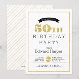 Convite de Aniversário de 50 anos Simples Moderno