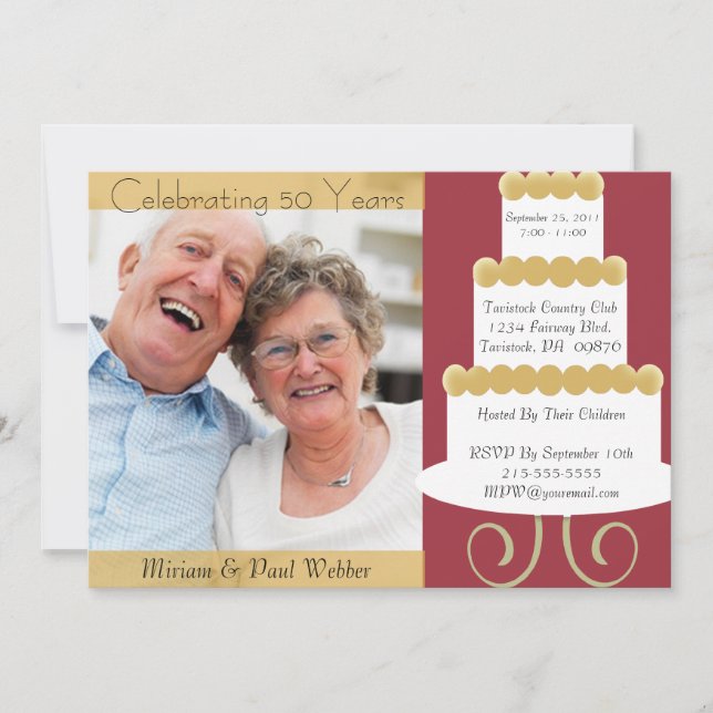 Convite de Aniversário de 50 anos Único Com Foto e (Frente)