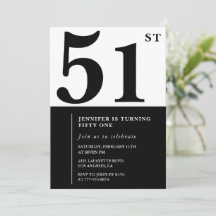 Convite de aniversário de 51 anos elegante para mu