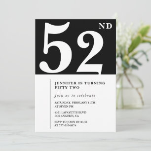 Convite de aniversário de 52 anos mulher Elegante