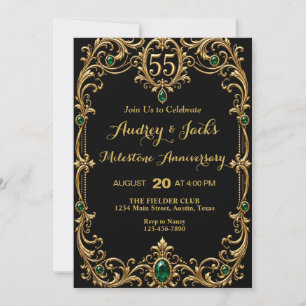 Convite de Aniversário de 55 Anos Esmeralda Elegan