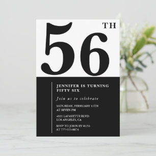 Convite de aniversário de 56 anos elegante para mu