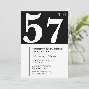 Convite de aniversário de 57 anos feminino Elegant