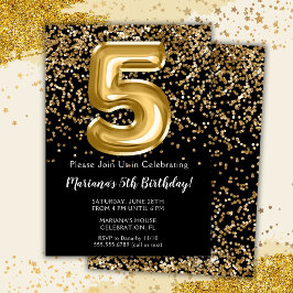 Convite de Aniversário de 5 anos da Menina Black G
