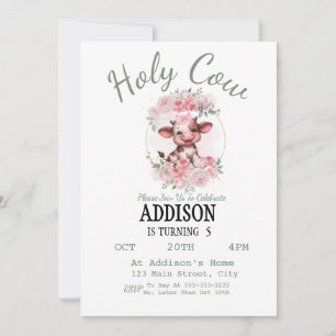 Convite de Aniversário de 5 anos da Menina Vaca Sa