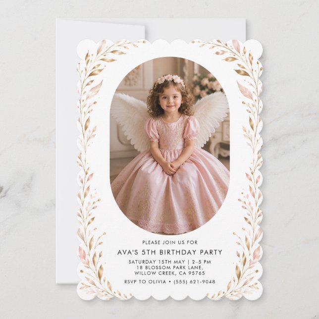 Convite de Aniversário de 5 anos da Princesa Anjo  (Frente)