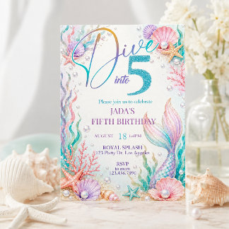 Convite de Aniversário de 5 anos da Sereia Mergulh