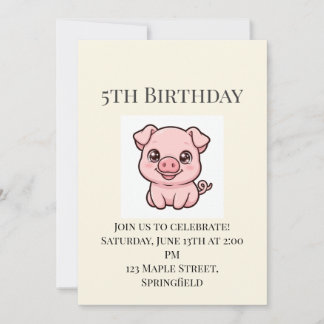 Convite de Aniversário de 5 anos do Leitãozinho Fo