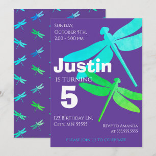 Convite de Aniversário de 5 anos do Menino Libélul