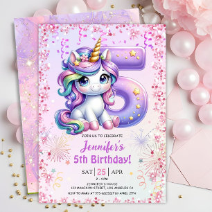 Convite de Aniversário de 5 anos do Unicórnio Mági