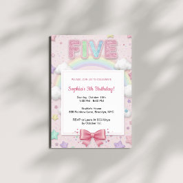 Convite de Aniversário de 5 Anos Menina Brilho Arc