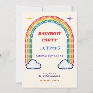 Convite de Aniversário de 5 anos Mosaic Rainbow