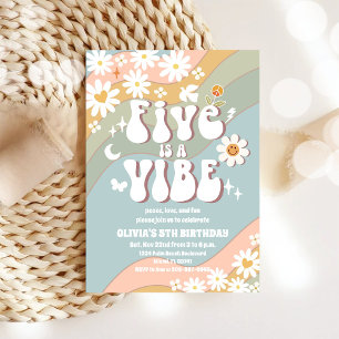 Convite de Aniversário de 5 anos Retro Pastel