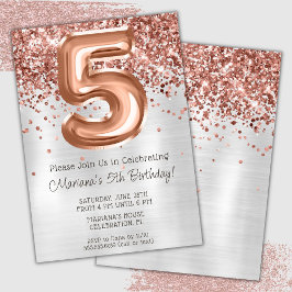 Convite de Aniversário de 5 anos Rose Gold Silver