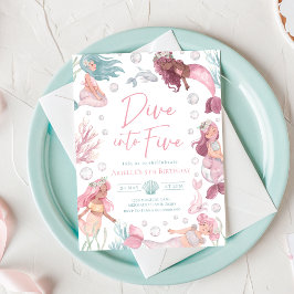 Convite de Aniversário de 5 Anos Sereia Editável I