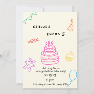 Convite de Aniversário de 5 anos Sparkle & Fun