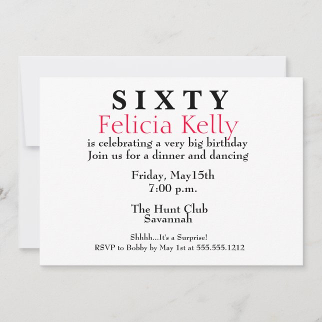 Convite de aniversário de 60 anos (Frente)
