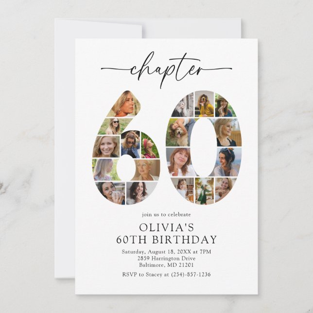Convite de Aniversário de 60 Anos Capítulo Foto El (Frente)