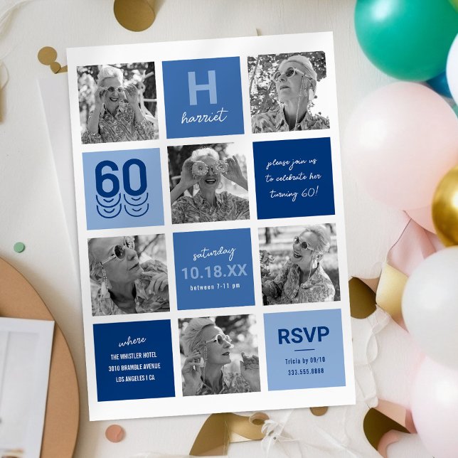 Convite de Aniversário de 60 anos com Colagem de F (Criador carregado)