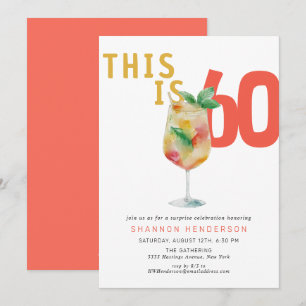 Convite de Aniversário de 60 Anos com Coral Espuma