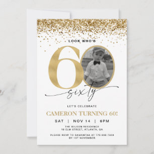 Convite de Aniversário de 60 anos com Foto Moderno