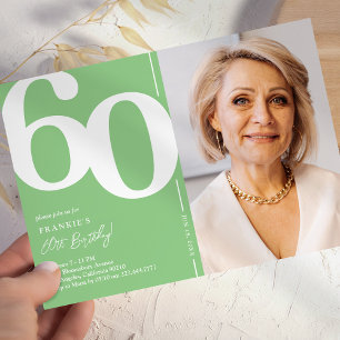 Convite de Aniversário de 60 anos com Foto Verde