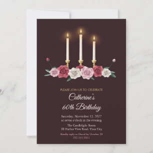 Convite de Aniversário de 60 anos com Rosas e Vela