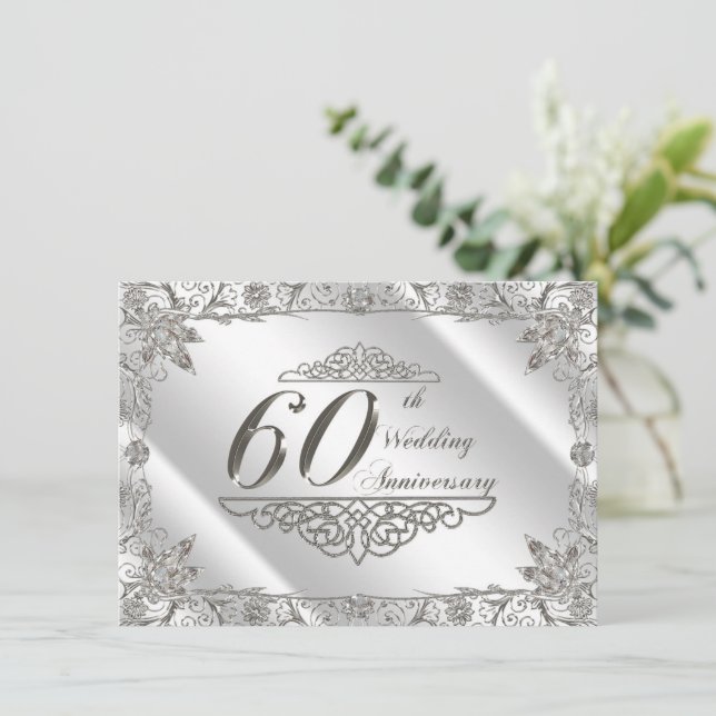 Convite de Aniversário de 60 Anos de Casamento - B (Em pé/Frente)