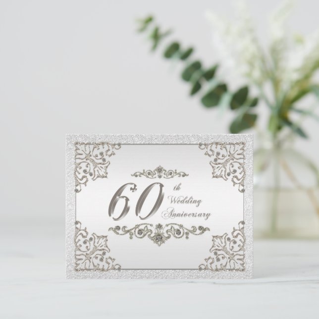 Convite de Aniversário de 60 Anos de Casamento Bri (Em pé/Frente)