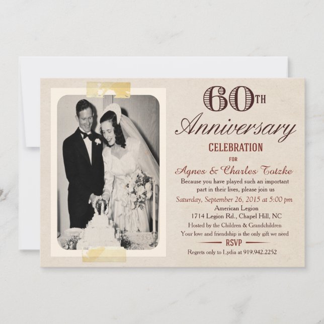 Convite de Aniversário de 60 Anos de Casamento - F (Frente)