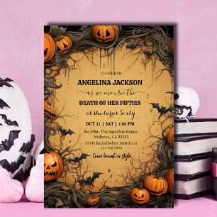 Convite de Aniversário de 60 anos de Halloween Abó